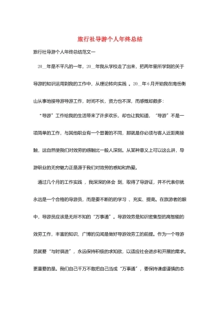 旅行社导游个人年终总结