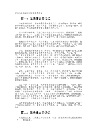 无法抹去的记忆800字优秀作文