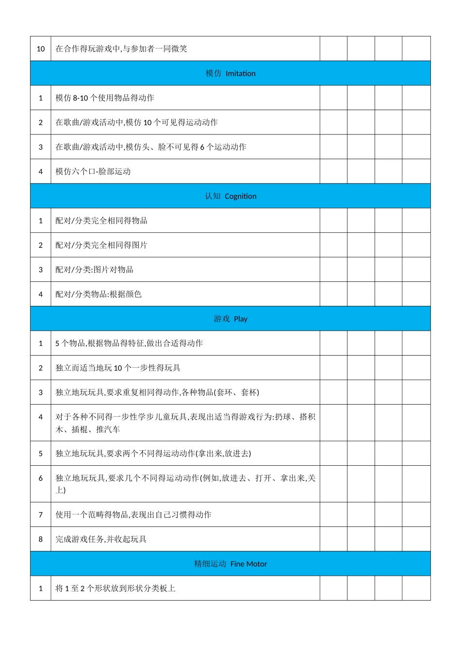 早期介入丹佛模式全部课程核对表_第3页