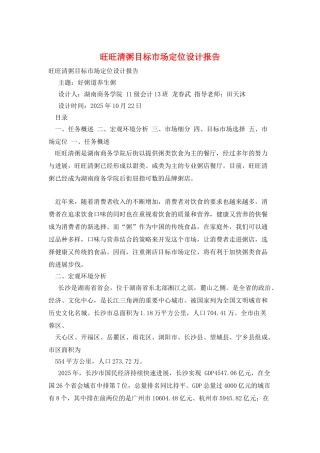 旺旺清粥目标市场定位设计报告