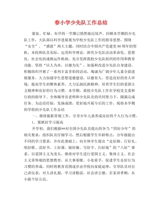 春小学少先队工作总结