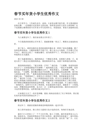 春节买年货小学生优秀作文