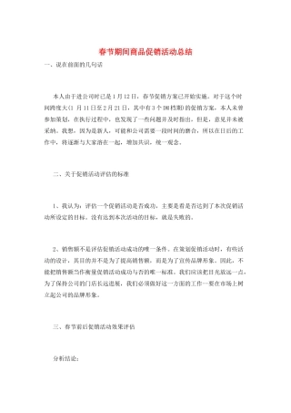 春节期间商品促销活动总结