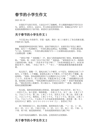 春节的小学生作文