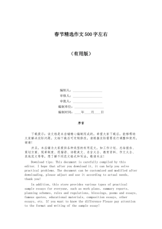 春节精选作文500字左右