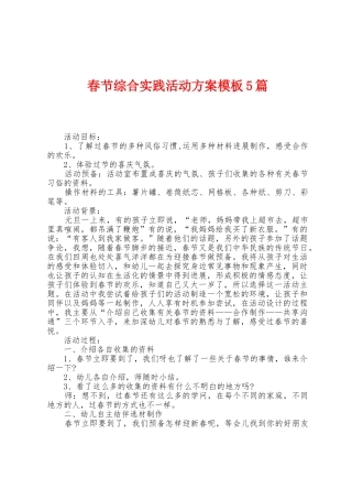春节综合实践活动方案模板5篇