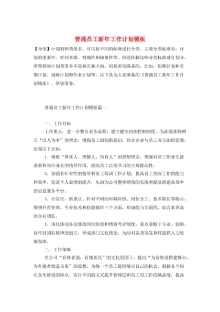 普通员工新年工作计划模板