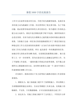 暑假3000字的实践报告