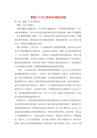 暑假三下乡心得体会
