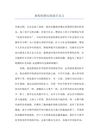 暑假假期实践报告范文