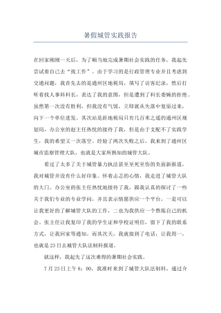 暑假城管实践报告