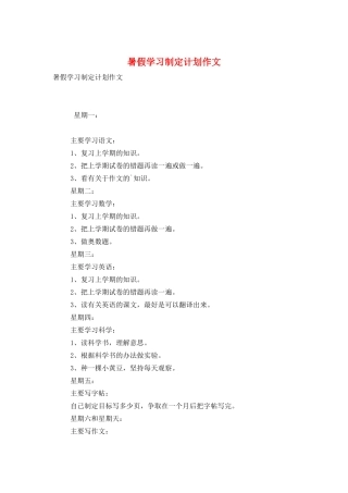 暑假学习制定计划作文