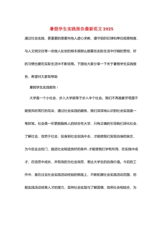 暑假学生实践报告最新范文2025