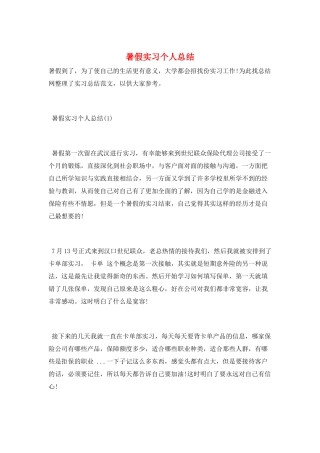 暑假实习个人总结