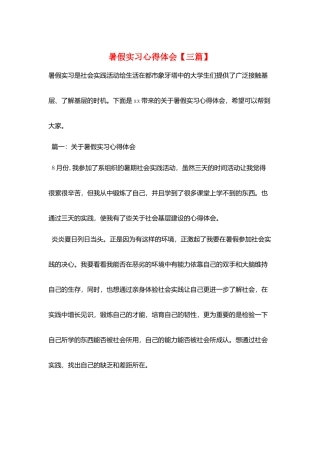 暑假实习心得体会