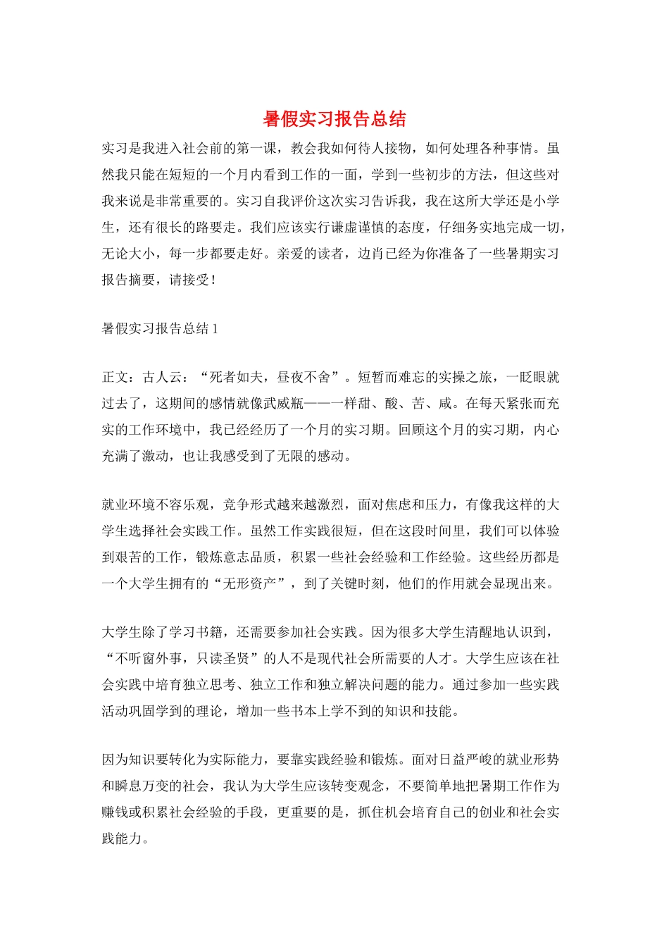 暑假实习报告总结_第1页