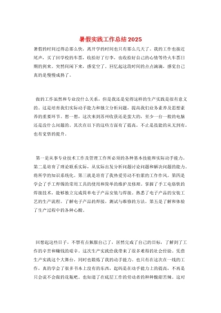 暑假实践工作总结2025