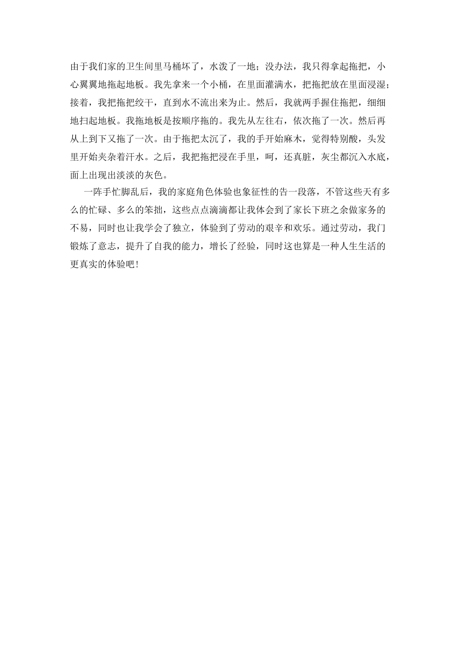 暑假家庭角色体验社会实践报告_第2页