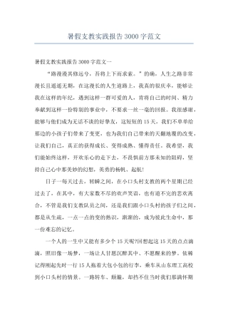 暑假支教实践报告3000字范文