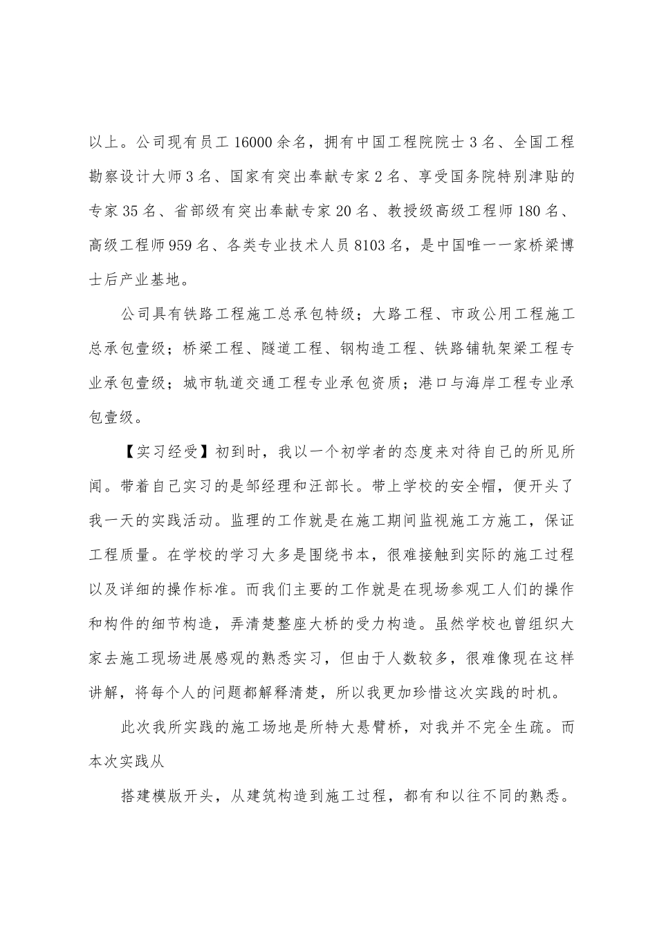 暑假桥梁工地实习报告与总结_第2页