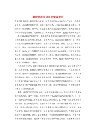 暑假物流公司社会实践报告