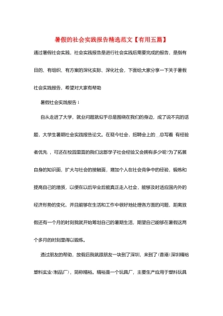 暑假的社会实践报告精选范文