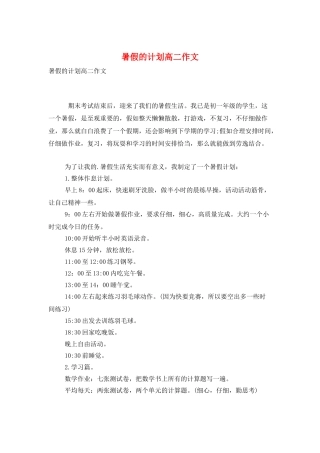 暑假的计划高二作文