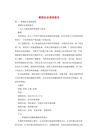 暑假社会调查报告