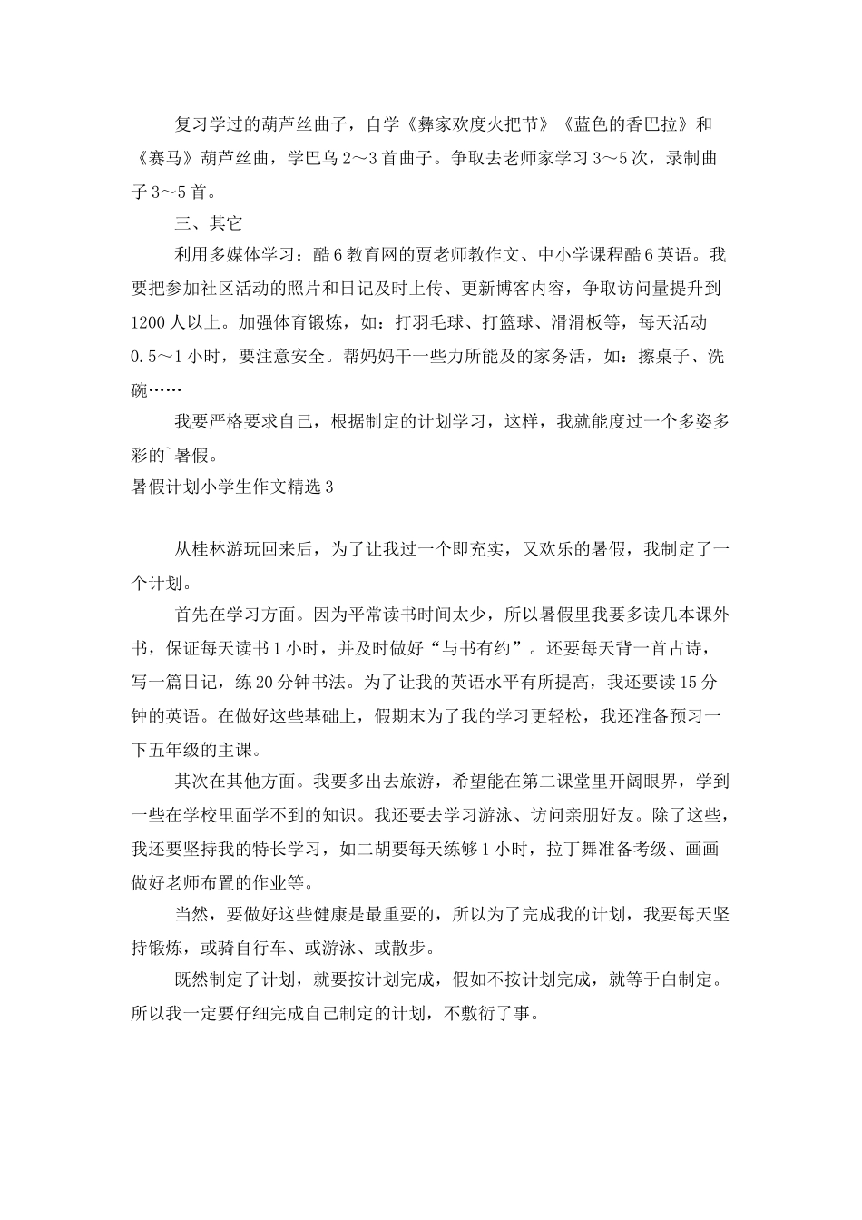 暑假计划小学生作文精选_第2页