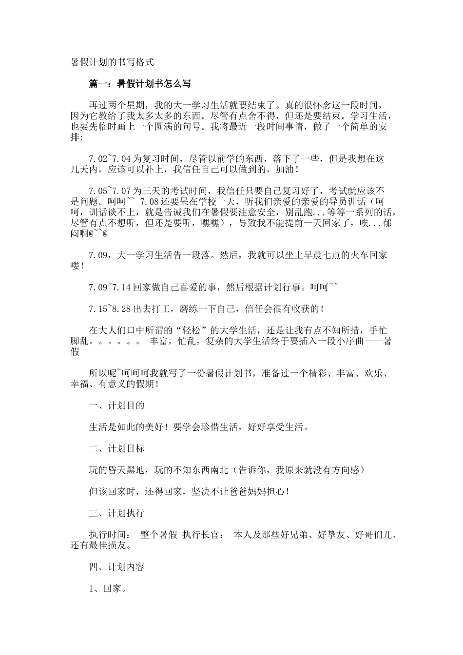 暑假计划的书写格式_第1页