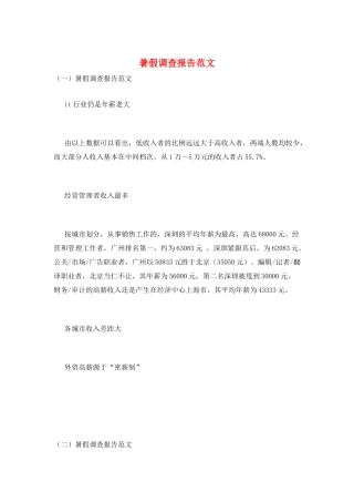 暑假调查报告范文