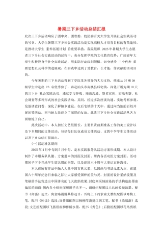 暑期三下乡活动总结汇报