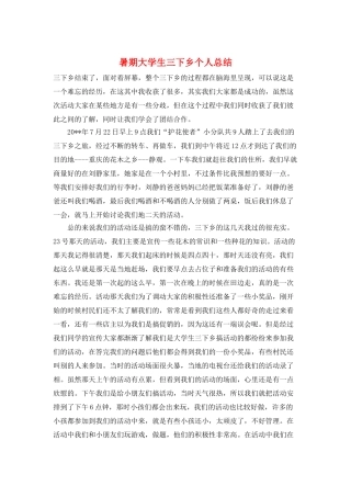 暑期大学生三下乡个人总结