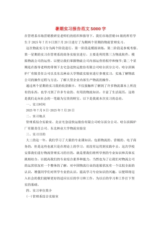 暑期实习报告范文5000字