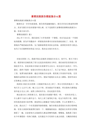 暑期实践报告模板集合6篇