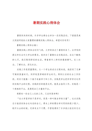 暑期实践心得体会