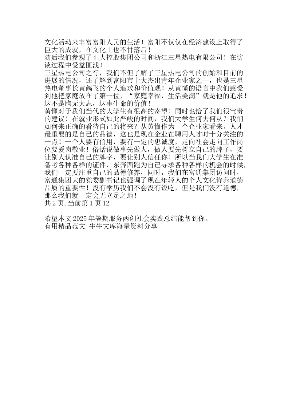 暑期服务两创社会实践总结-精品范文资料_第2页