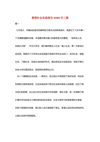 暑期社会实践报告3000字三篇
