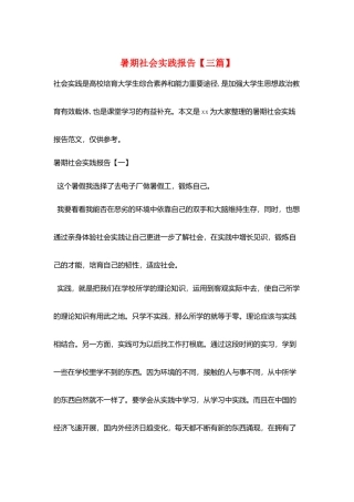 暑期社会实践报告