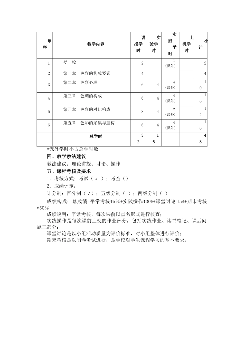 最新修《色彩构成》教学大纲_第2页