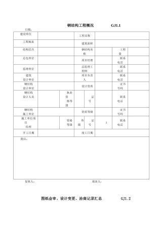 最新全套钢结构竣工验收表格