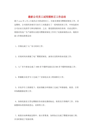 最新公司员工试用期转正工作总结