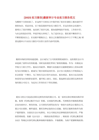 最新审计专业实习报告范文