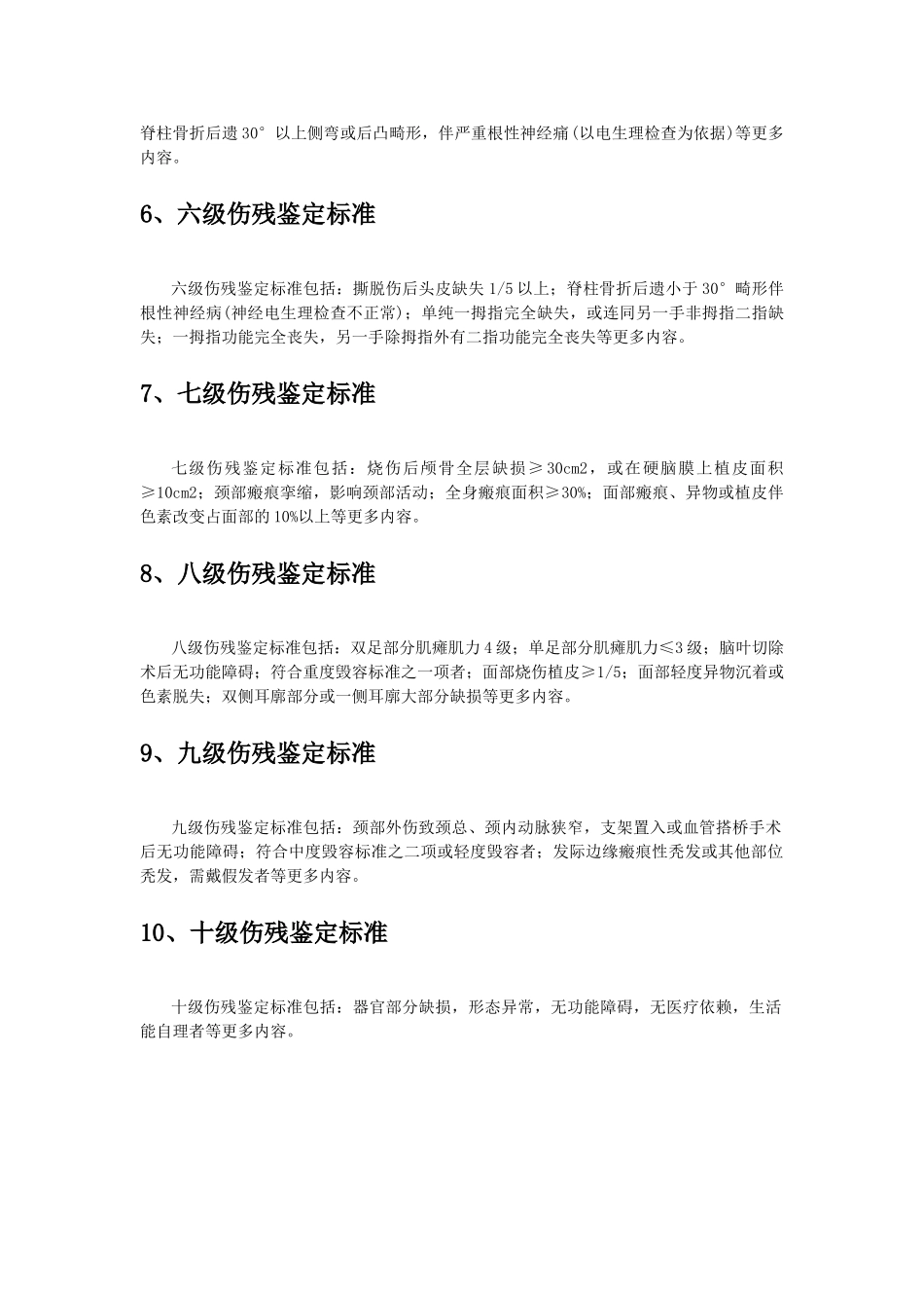 最新工伤伤残1至10级的鉴定标准2025_第2页