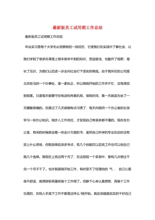 最新版员工试用期工作总结