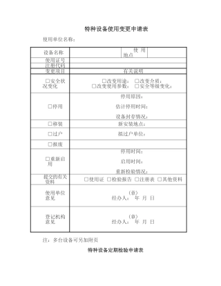 最新特种设备管理台账表格
