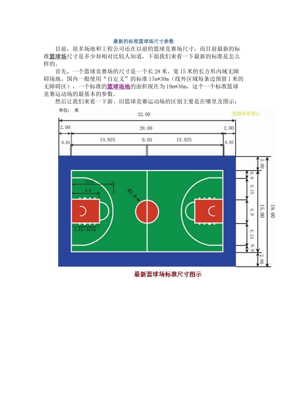 最新的标准篮球场尺寸参数_第1页