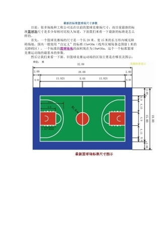 最新的标准篮球场尺寸参数