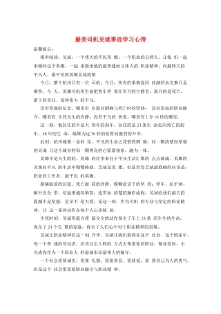 最美司机吴斌事迹学习心得