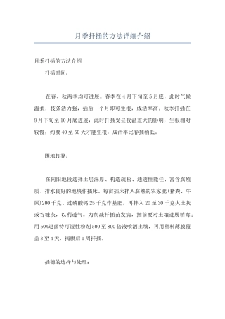 月季扦插的方法详细介绍